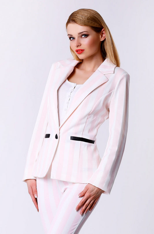 Pastel Pink Striped Blazer-1