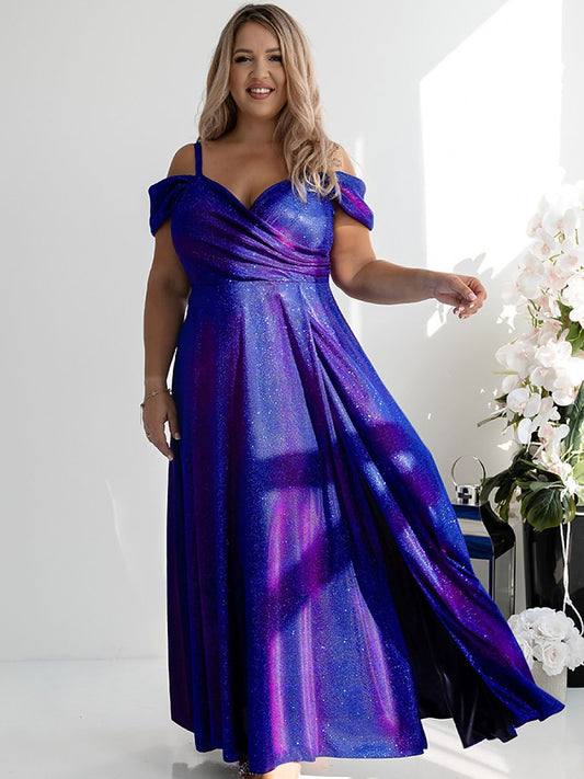 Elegant Wrap Maxi Evening Dress – Flowing Gown with Leg Split