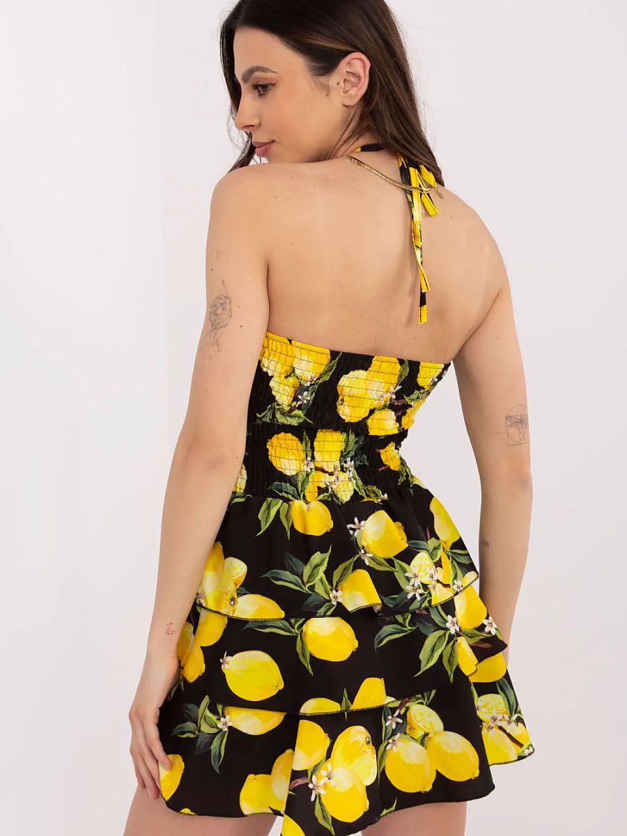 Lemon Print Summer Mini Dress-2