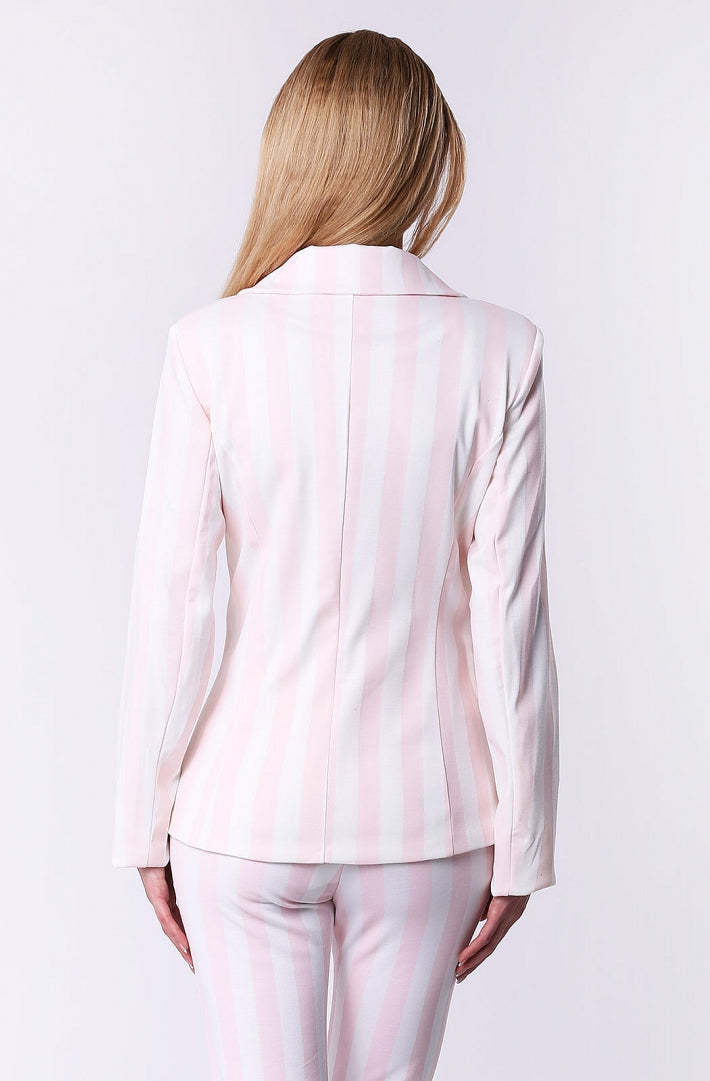 Pastel Pink Striped Blazer-2