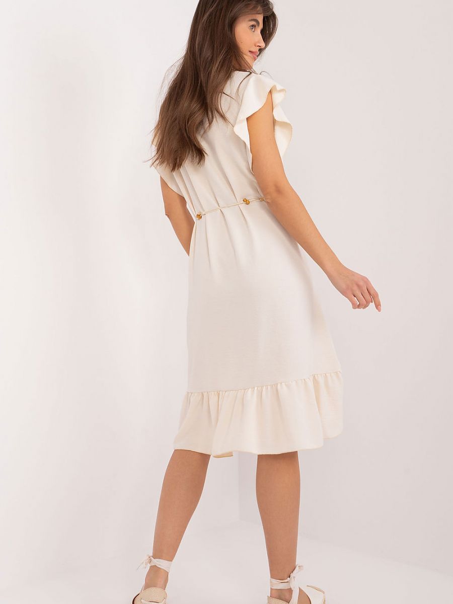 Elegant Beige Asymmetric Summer Dress-2