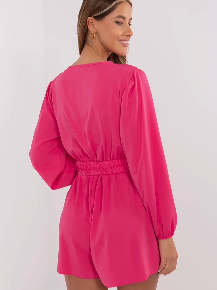 Elegant Pink Wrap Playsuit – Belted Women's Jumpsuit-2