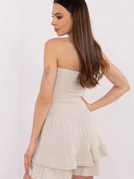 Beige Strapless Summer Playsuit – Casual Women's Jumpsuit-1