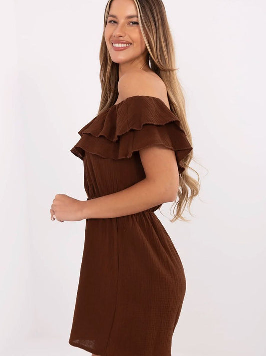 Off-Shoulder Ruffle Cotton Playsuit – Women's Summer Jumpsuit-1