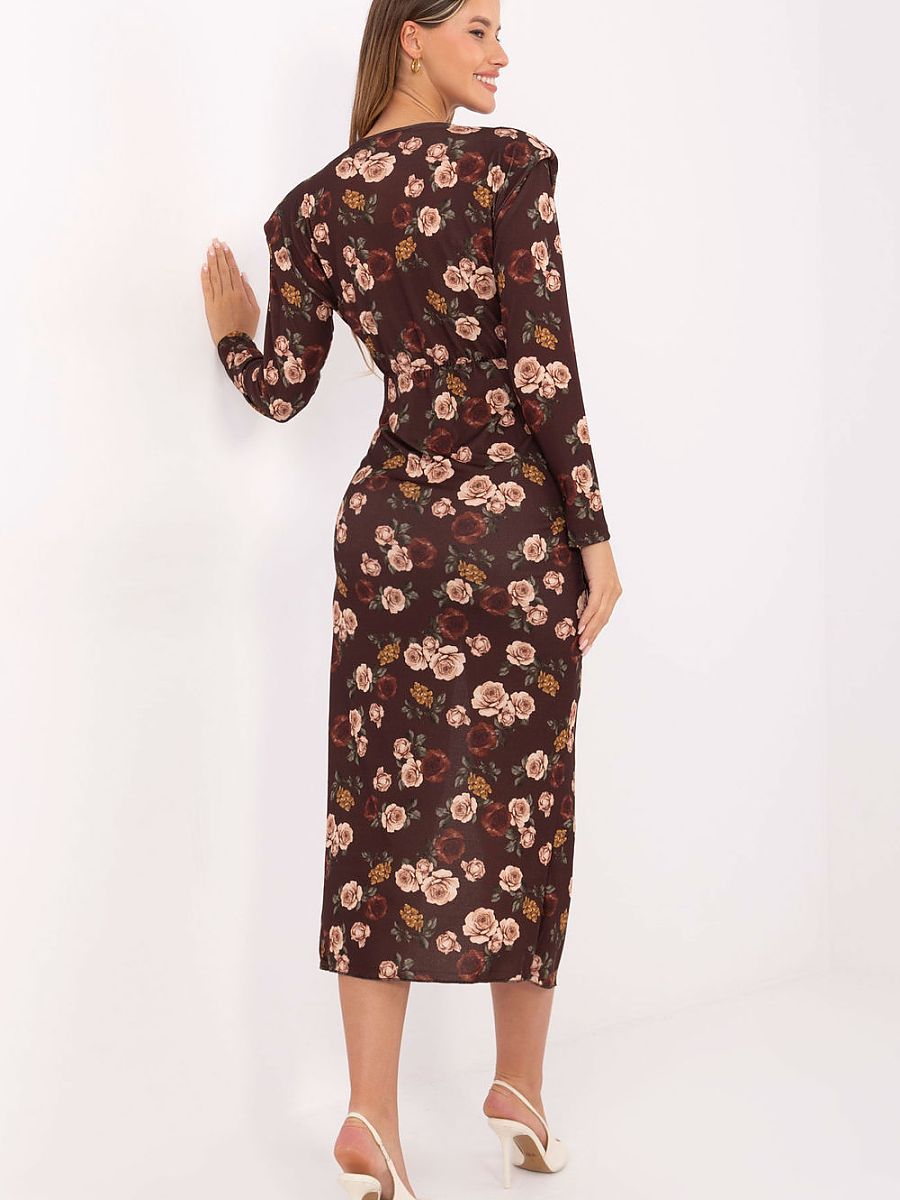 Floral Wrap Midi Dress with Side Slit – Elegant Cocktail Dress-2