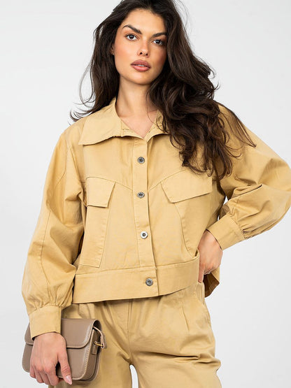 Cropped Utility Shirt Jacket – Long Sleeve Casual Blouse-0