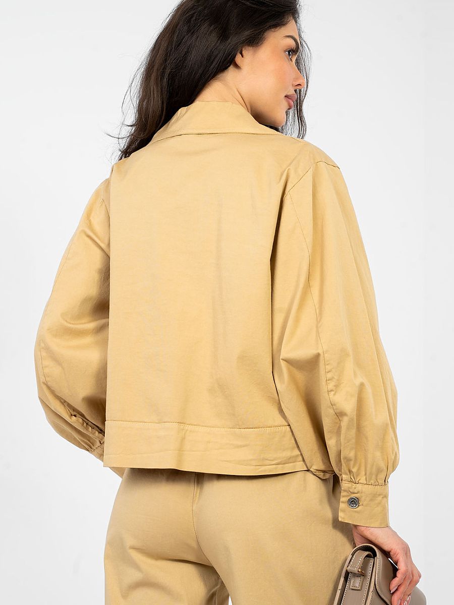 Cropped Utility Shirt Jacket – Long Sleeve Casual Blouse-2