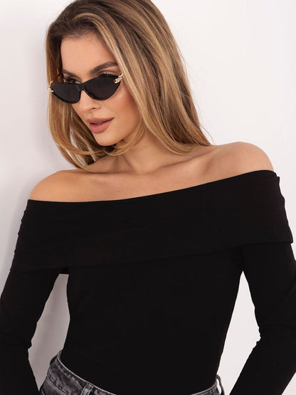 Off-Shoulder Long Sleeve Top – Elegant Fitted Blouse-0