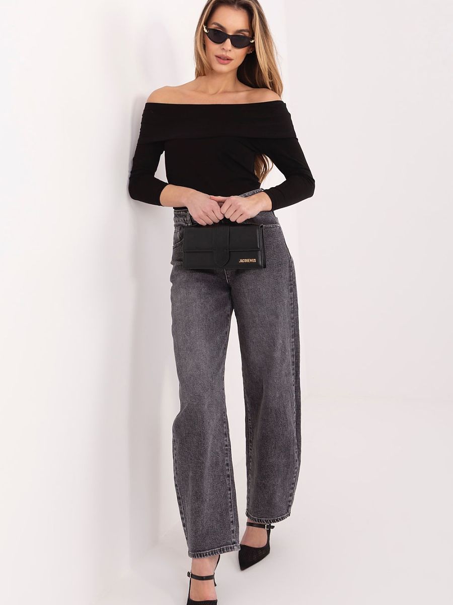 Off-Shoulder Long Sleeve Top – Elegant Fitted Blouse-1