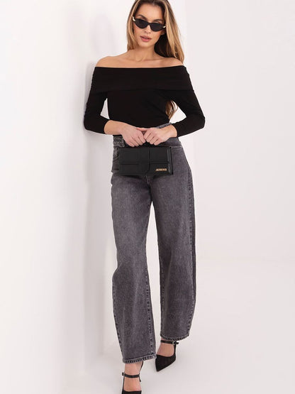 Off-Shoulder Long Sleeve Top – Elegant Fitted Blouse-1