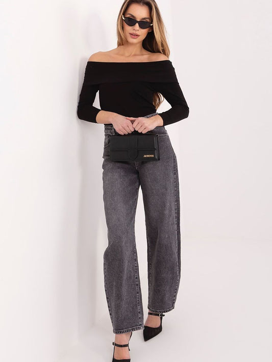 Off-Shoulder Long Sleeve Top – Elegant Fitted Blouse-1