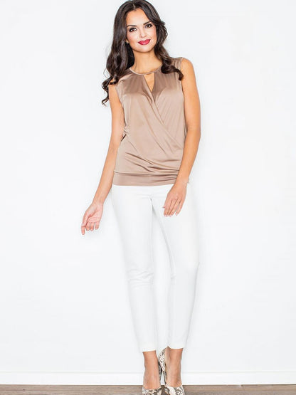 Elegant Sleeveless Blouse with Cut-Out Neckline – Women's Chic Top-1