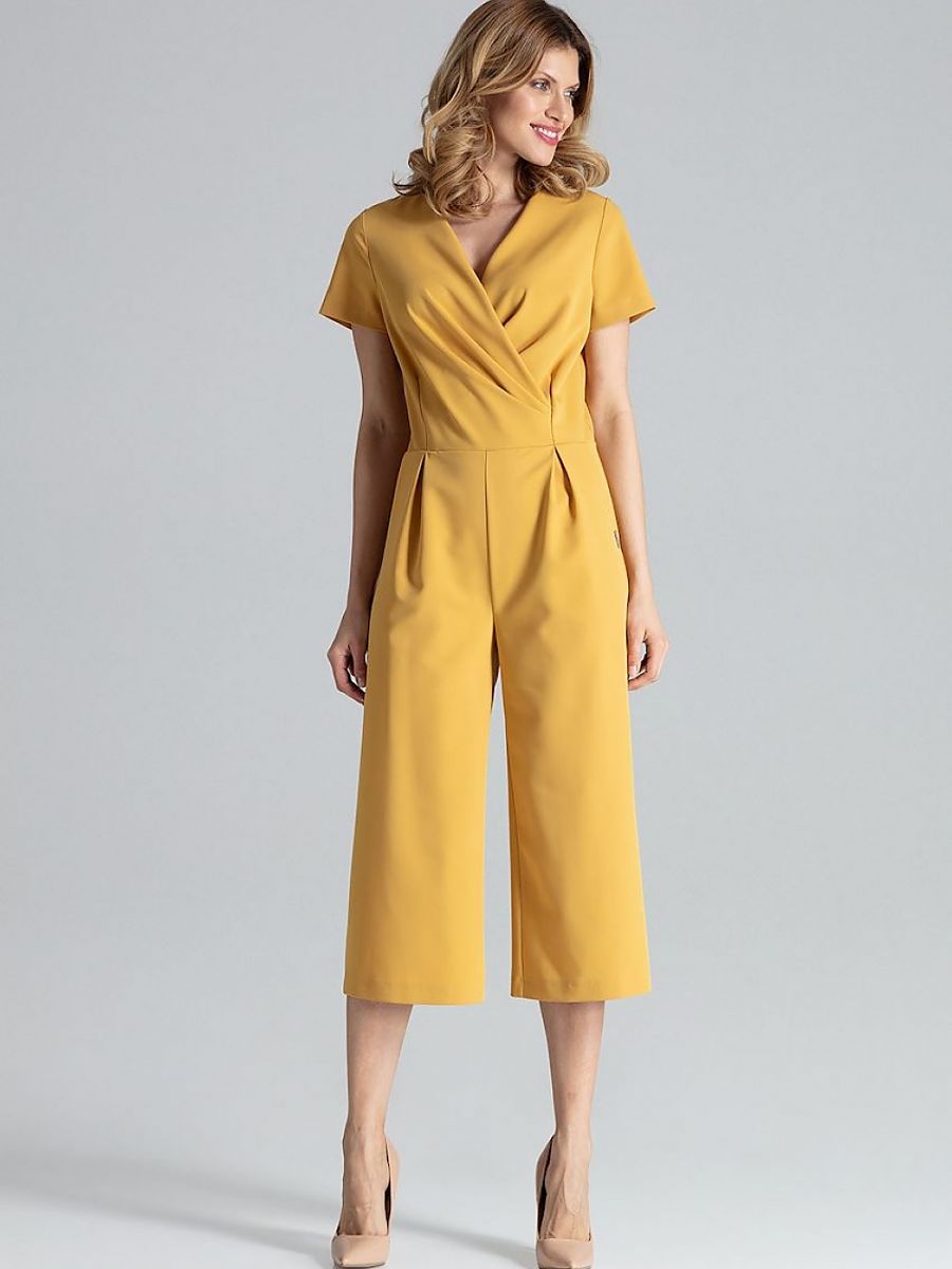 Golden Elegance Wide-Leg Jumpsuit – Chic Women’s Summer Outfit-1