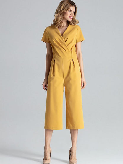 Golden Elegance Wide-Leg Jumpsuit – Chic Women’s Summer Outfit-1