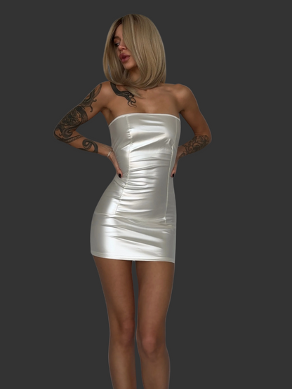 Pearl Vinyl Strapless Mini Dress – Luxe Edition