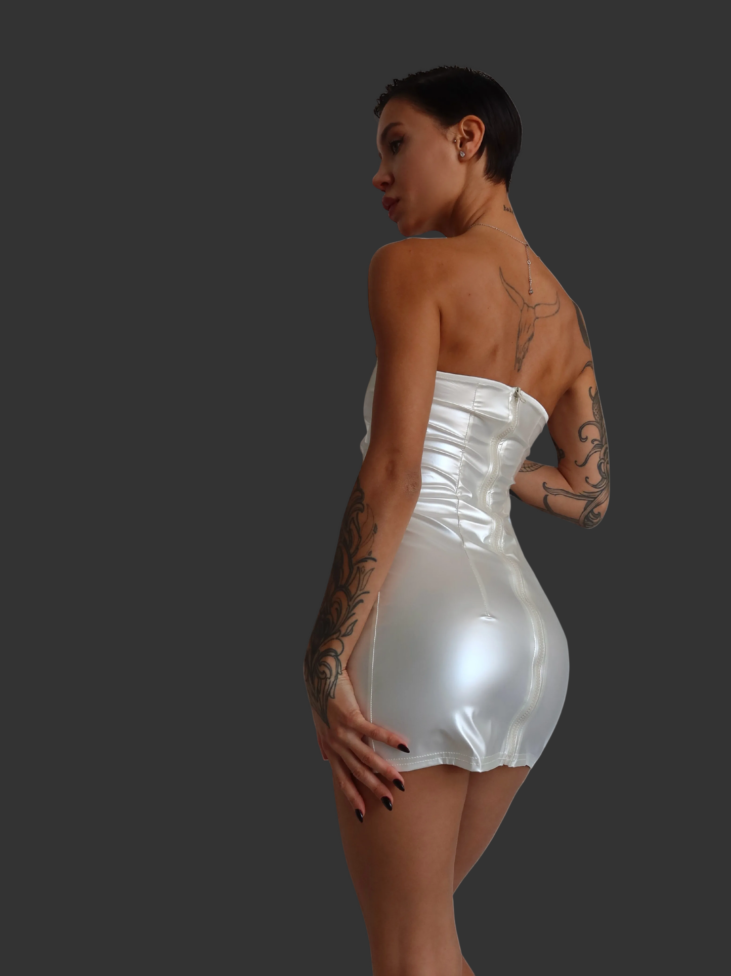 Pearl Vinyl Strapless Mini Dress – Luxe Edition