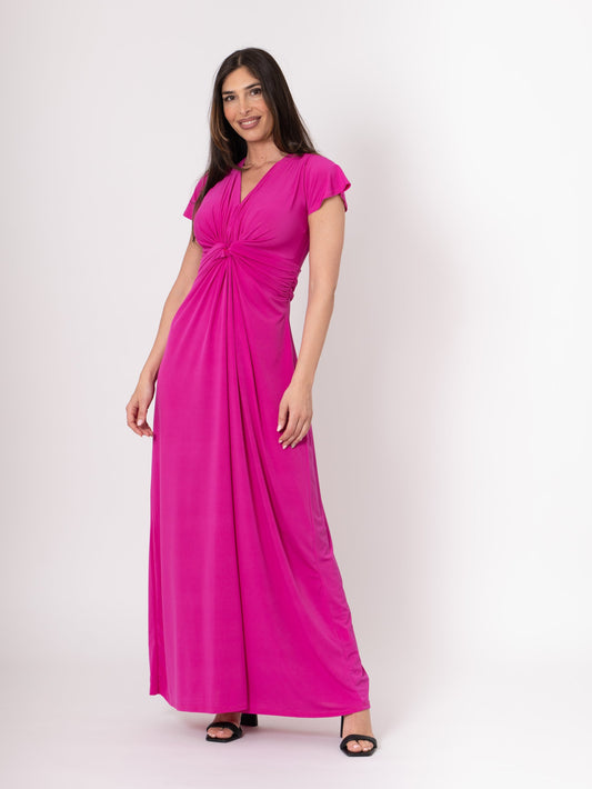 Elegant Fuchsia Knot Maxi Dress